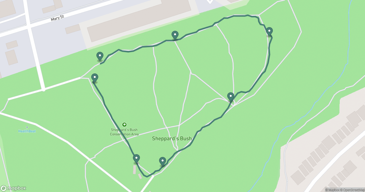 Route map of Sheppard's Bush