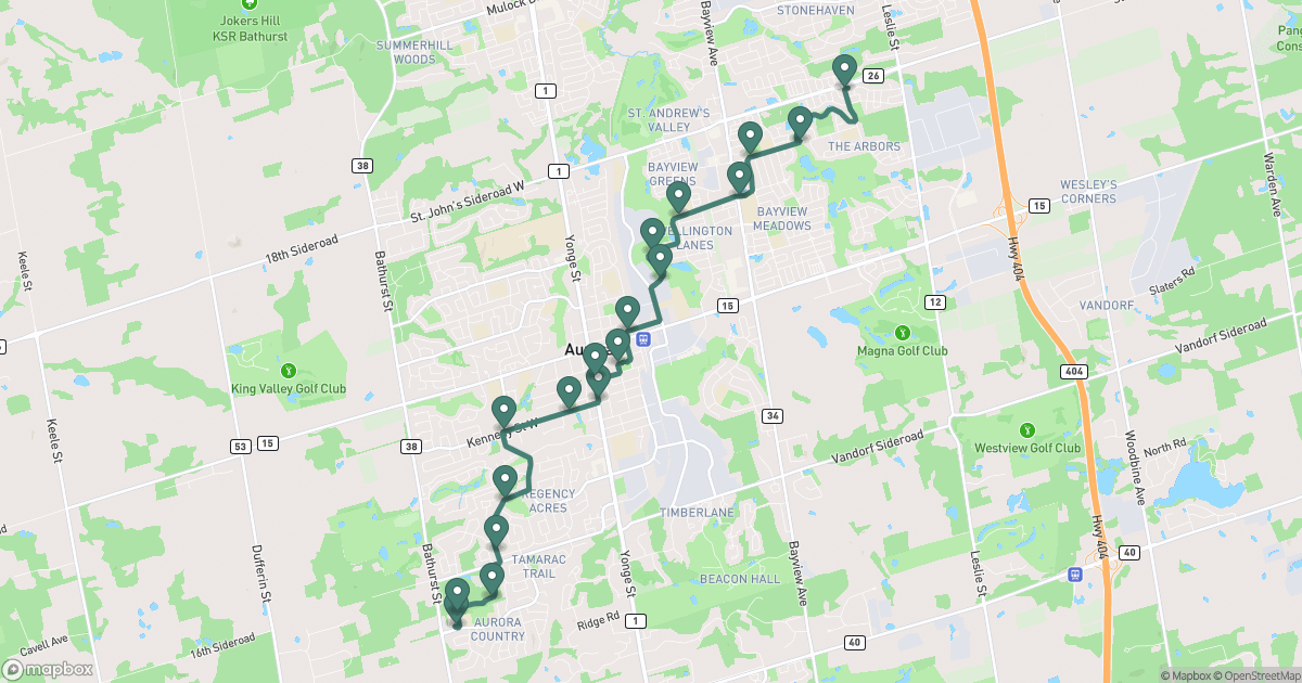Route map of Walk Across Aurora